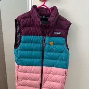 Patagonia Maroon Pink Cyan puffer Vest